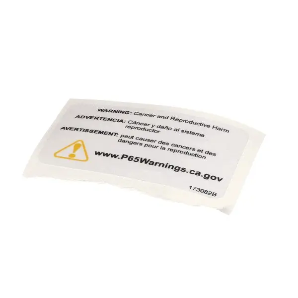 LABEL WARNING P65 Replacement 173082 for Henny Penny