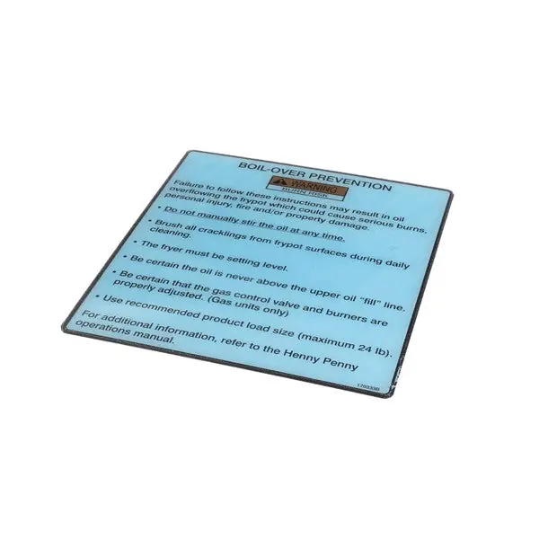 LABEL BOILOVR PREVNT Replacement 170333 for Henny Penny