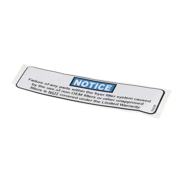 LABEL - FILTER NOTICE Replacement 75025 for Henny Penny