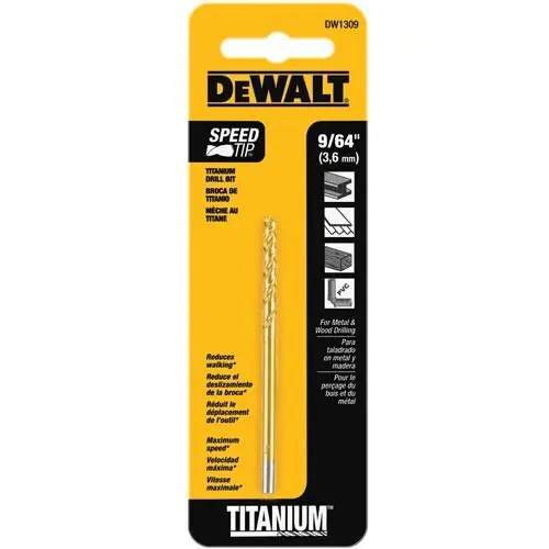DeWalt DW1309 Metal Drilling 9/64 Titanium Drill Bit Split Point