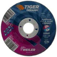 Weiler 58315 Tiger Ceramic Combo Wheels - 4-1/2 in Diameter - Type 27