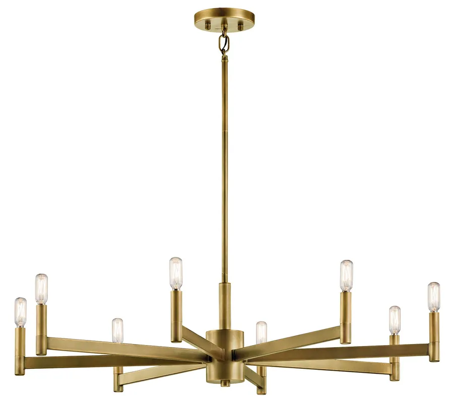 Kichler 43857NBR Erzo 8 light chandelier Natural Brass