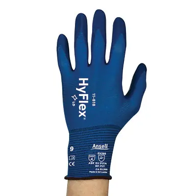 HYFLEX 11-818-8 Thin Work Gloves Palm Coated Nitrile Size 8