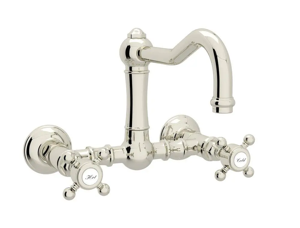 ROHL A1456XMPN-2 Acqui Two Handle Bridge Kitchen Faucet in Polished Nickel