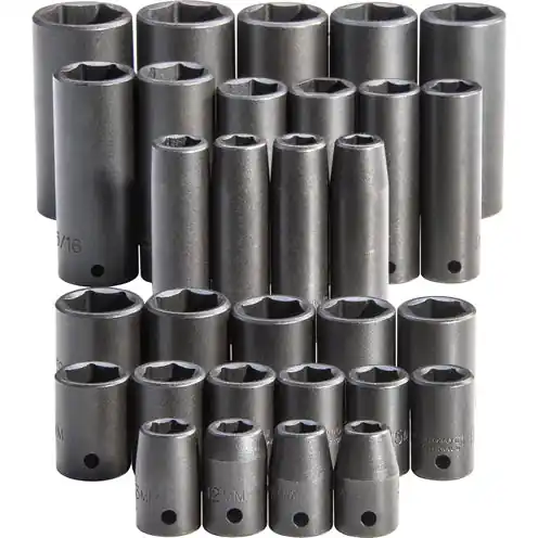 Proto Tools J54215 Socket Set Standard and Deep 30-Pc