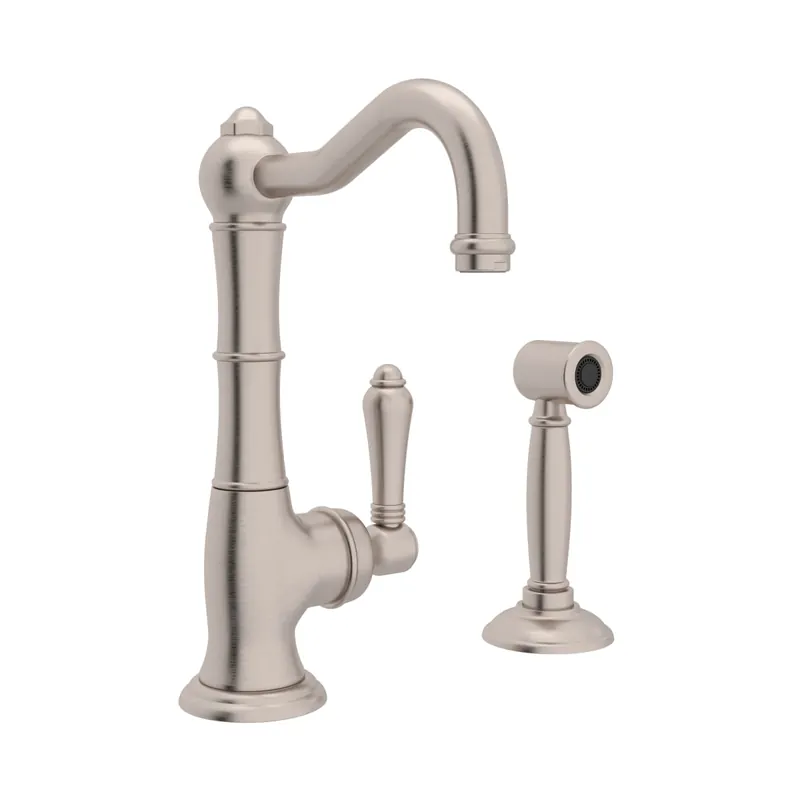 Rohl A3650LMWSSTN-2 Acqui® Kitchen Faucet With Side Spray in Satin Nickel