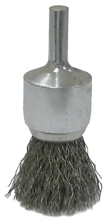Weiler 36046 Vortec Pro End Brush - Steel Bristle, Crimped Type, 3/4 in Brush Dia, 22000 RPM Max