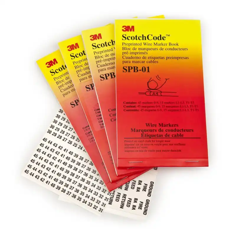 3M 7000132483 Scotchcode Pre-Printed Wire Marker Book SPB-09, 5 Per Case