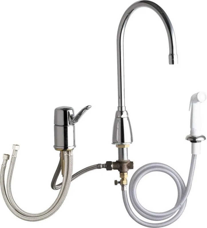 Chicago Faucets 2304-E35ABCP Single Handle Kitchen Faucet with Side Spray