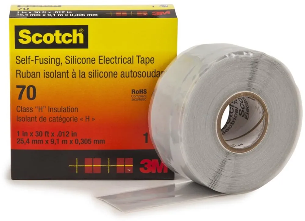 3M 7000006225 Scotch® 70 Self-Fusing Silicone Rubber Electrical Tape 30 ft