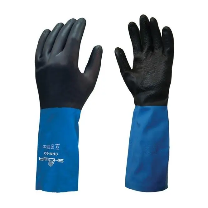 Showa CHMS-07 Chem Master Unsupported Latex/Neoprene Coated Gloves, 12 in L