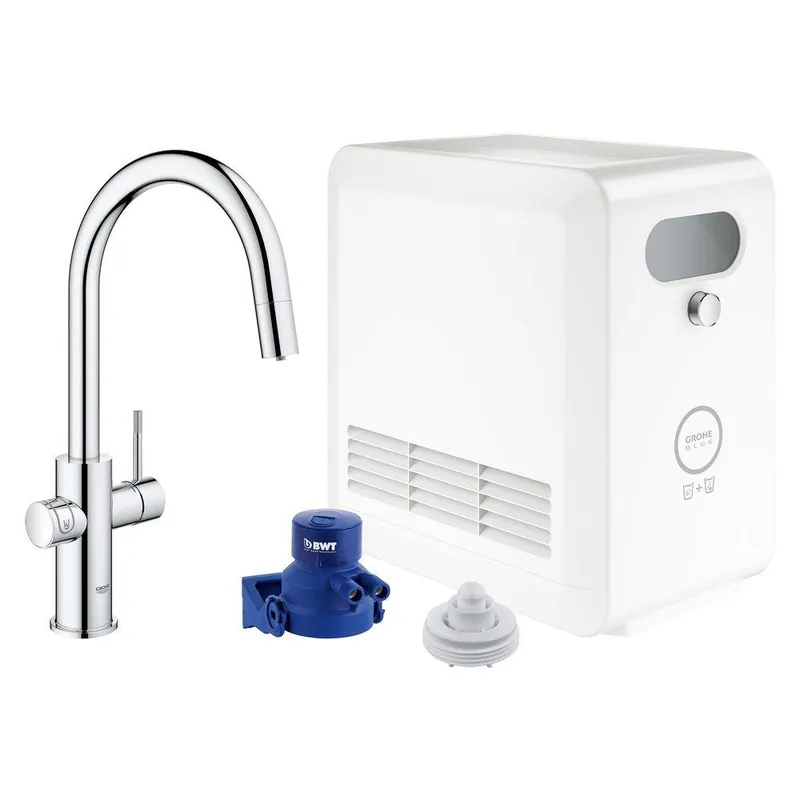 GROHE 31251002 Blue Professional Single Handle Pull Out Kitchen Faucet