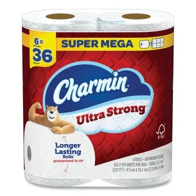 Charmin 4306 Ultra Strong Bathroom Tissue Mega Roll 3.92 in W x 4 in L 2-Ply 363 Sheet/Roll