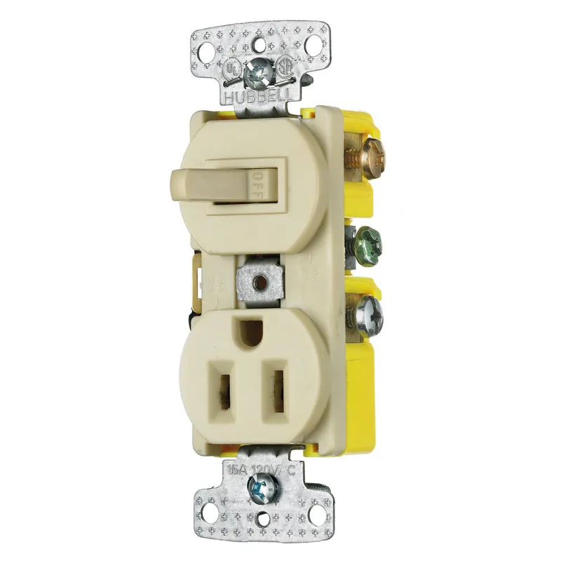 Hubbell Wiring Device-Kellems RC108I Combination Switch 15A 125V NEMA 5-15R