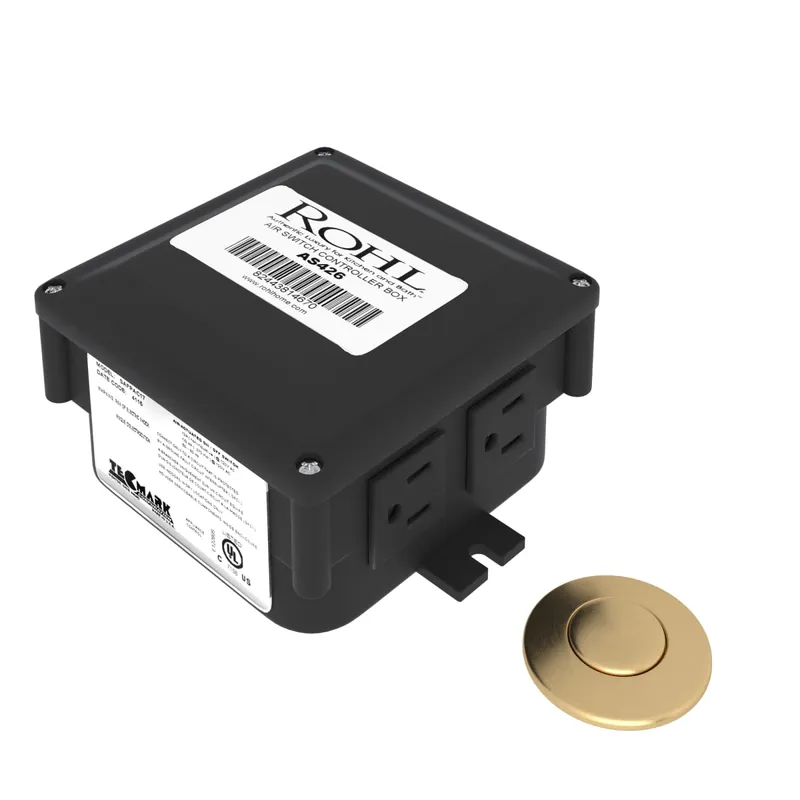 Rohl AS450SEG Waste Disposal Control Box With Air Switch Button in Satin English Gold