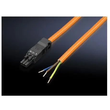 Rittal 2500500 In-Feed Connection Cable, For Use With LED System Light, 100 to 240 VAC, 1-Phase, 50/60 Hz, 3-Pole, 16 AWG