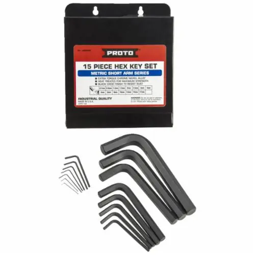 Proto® STAPR-J4988M Short Arm Hex Key Set, Metric, 15 Pieces