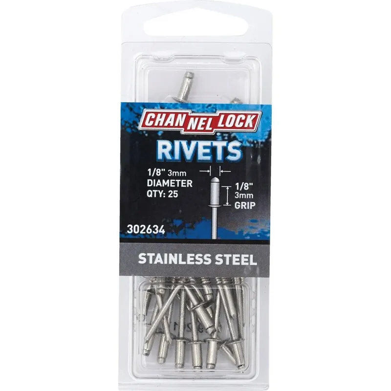 Channellock 302634 1/8 In. Dia. x 1/8 In. Grip Stainless Steel POP Rivet (25-Pack)