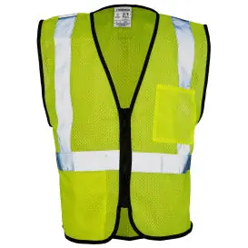Kishigo 1537S SM Lime Class 2 Economy Double Pocket Zipper Mesh Vest