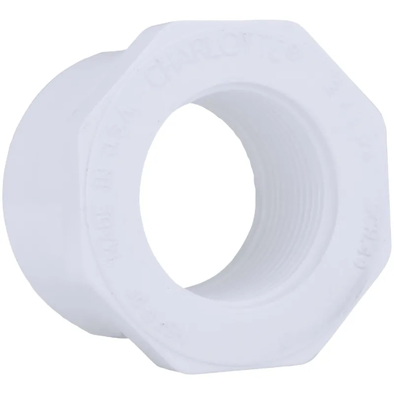 Charlotte Pipe PVC021083000HA 2 In. SPG x 1-1/4 In. FPT Schedule 40 PVC Bushing