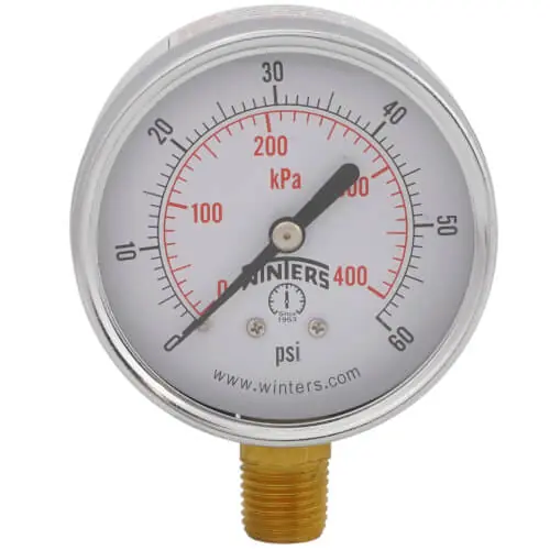 Winters Instruments PEM213 2-1/2 PEM Dual Scale Economy Pressure Gauge 0-60 PSI