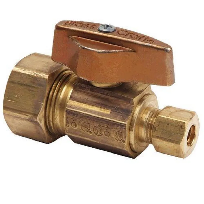 BrassCraft KTCR04XR KTCR04 Series 5/8 in x 1/4 in Straight Handle Straight Supply Stop Valve in Brass
