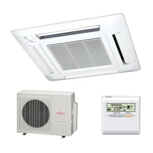 Fujitsu AUU9RLF Halcyon Galvanized Steel Sheet Inverter Driven Compact Cassette Indoor Mini-Split Heat Pump