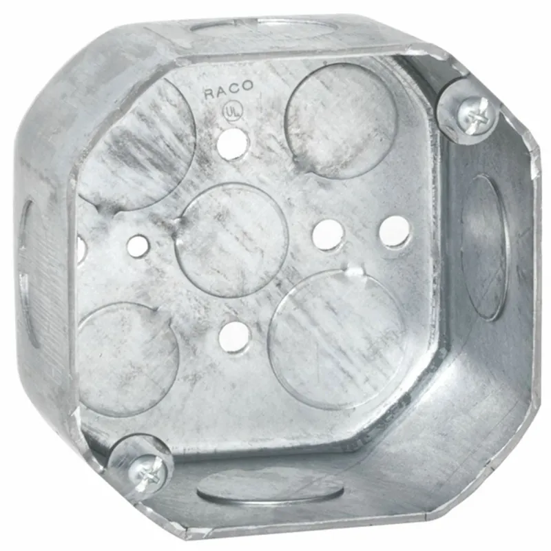 RACO 166 4 Octagon Box 2-1/8 Deep (3) 1/2 in (6) 3/4 in KO