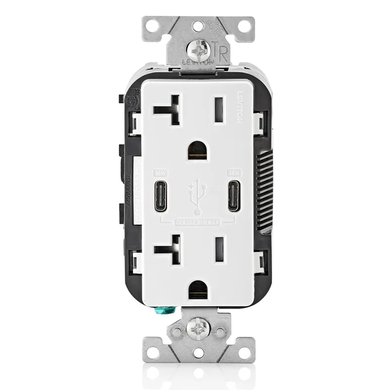 Leviton T5835-W WH 20A TR RECPT USB TYPE C CHRG