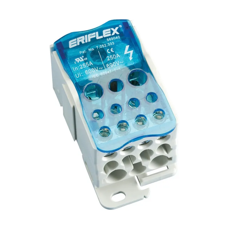 nVent ERIFLEX 569040 Single Pole Dist. Block, 255 A UL/CSA, Cable Line, 11 Cables Load, Copper