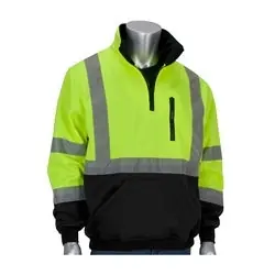 Protective Industrial Products 323-1330B-LY/3X Class 3 1/4 Zip Sweatshirt Black Bottom Water Repellent