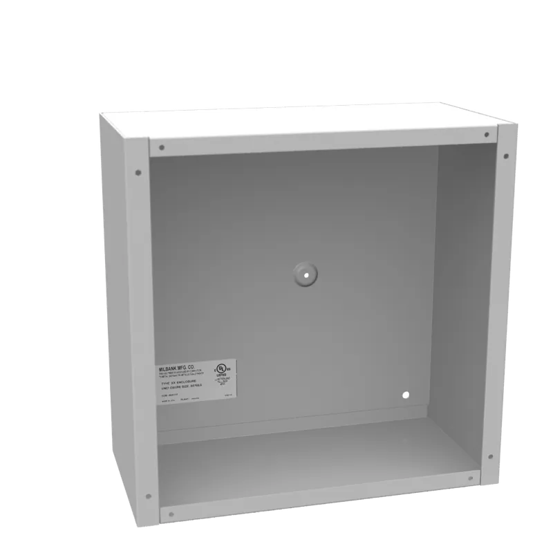 Milbank 12126-SC1-NK 12x6x12 Screw Cover Type 1 UL Listed Steel No Knockouts ANSI 61 Gray Cover with Teardrop Slots Mounting Holes in Back