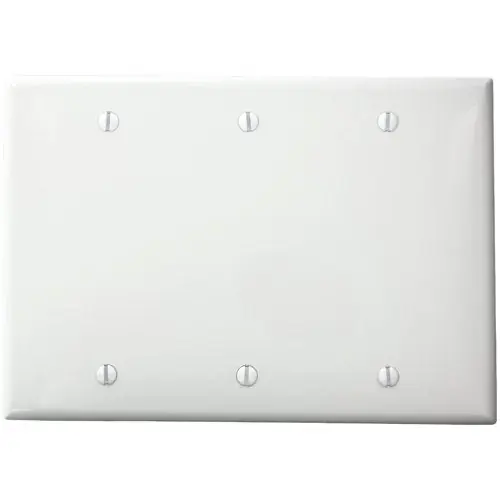 Leviton 80735-00W Blank Faceplate 3 Gang Standard Thermoplastic Nylon White
