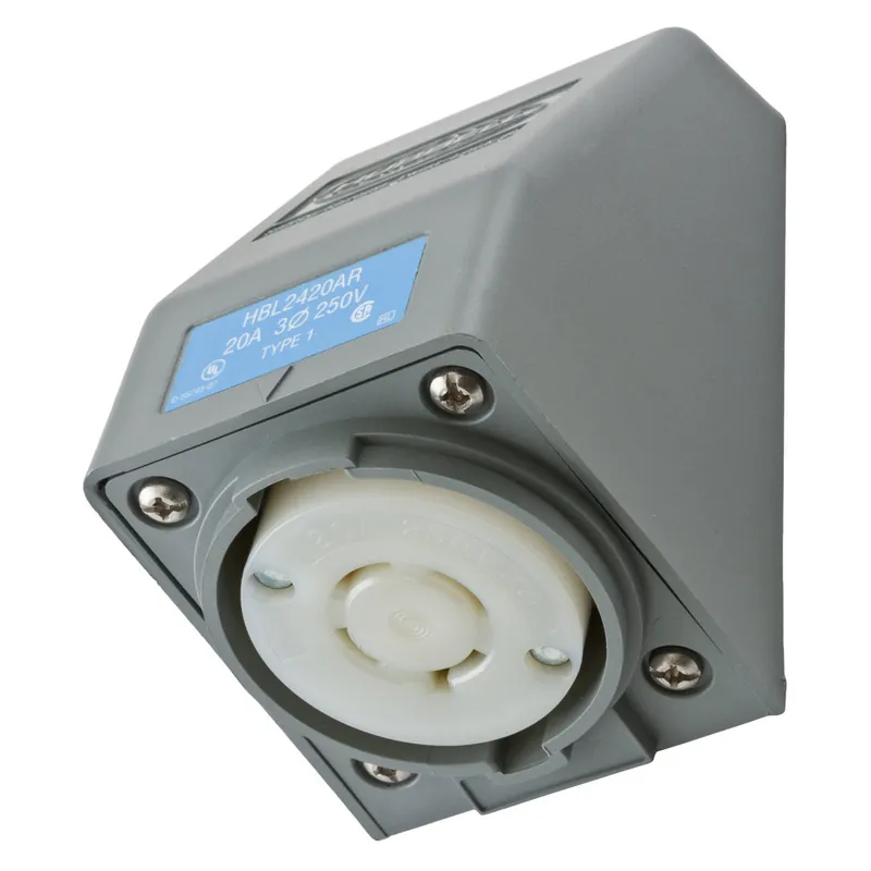 HUBBELL HBL2420AR Locking Safety-Shrouded Receptacle Gray/White
