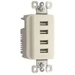 Pass & Seymour TM8USB4LACC6 Decorator Quad USB Charger 125 Volt 4-Port