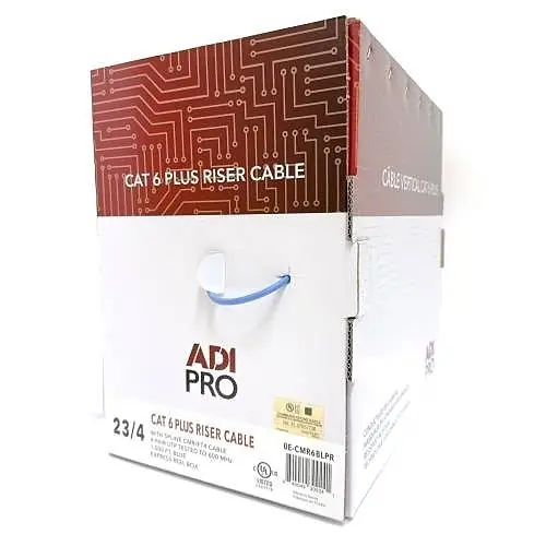 ADI PRO 0E-CMR6BLPR CAT6 Plus 23/4 Solid BC Cable, Unshielded UTP, Riser CMR, FT4, 1000' (304.8m) Express Box