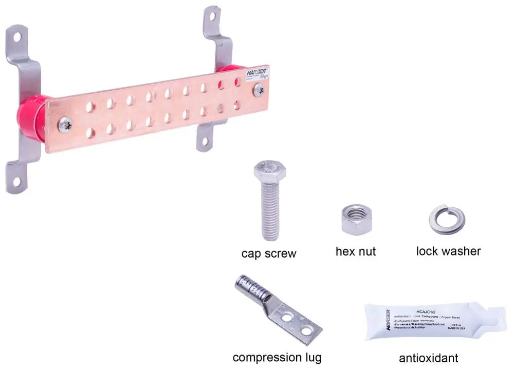 Harger GBI14212GKT Ground Bar Kit, 12 in L x 2 in W, 18 Holes
