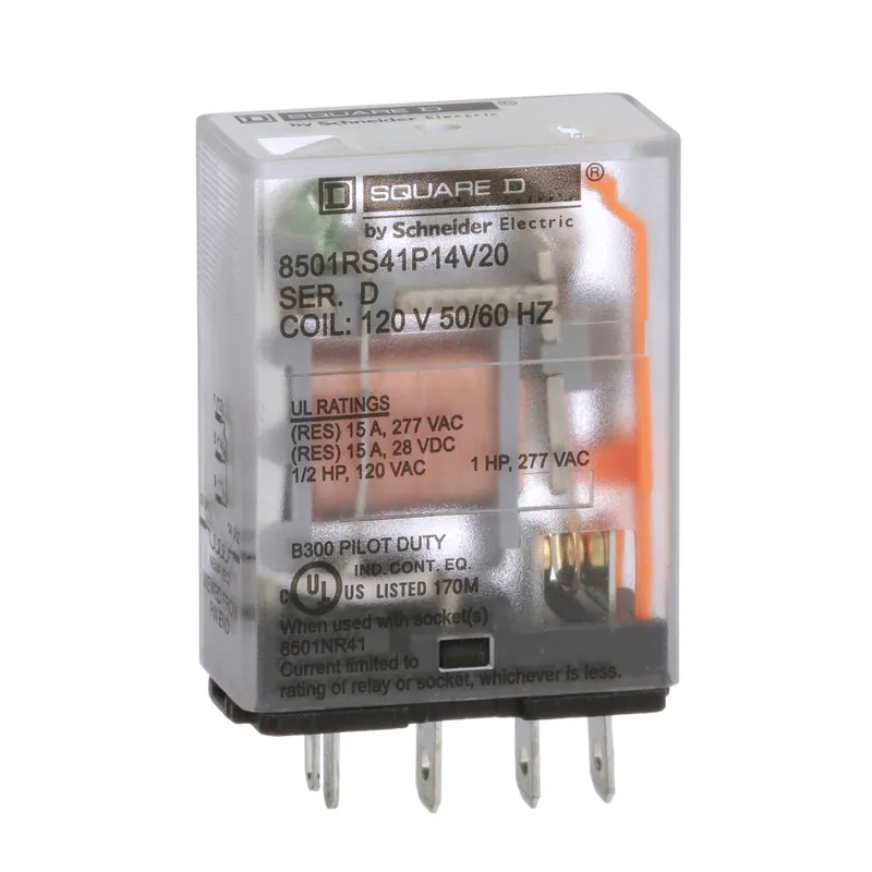Square D 8501RS41P14V20 Plug in Relay 120 VAC (1 Pack) Replacement 8501NR41