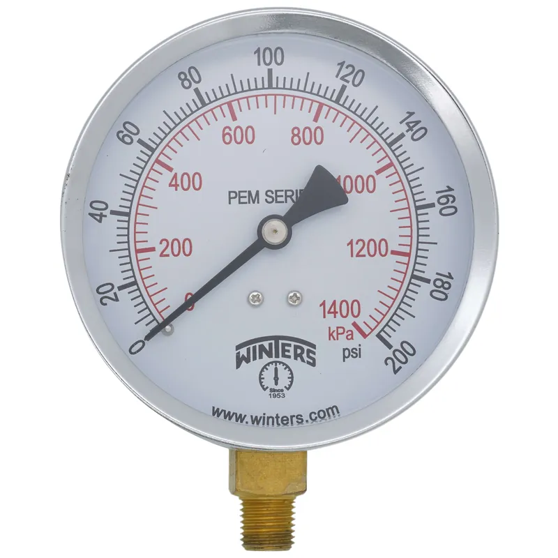 Winters Instruments PEM225 4 PEM Dual Scale Economy Pressure Gauge 0-200 PSI
