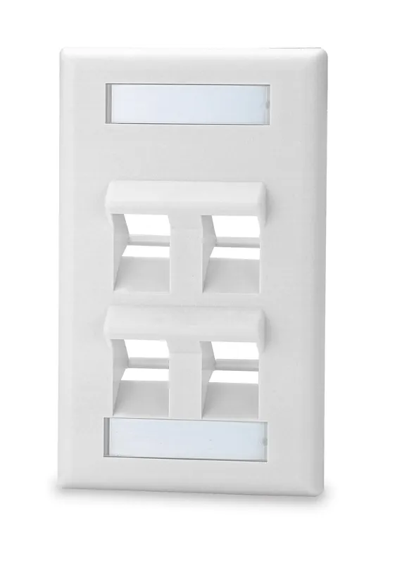 Signamax SKFLA-4-WH 4-Port Single Gang Angled Faceplate, White