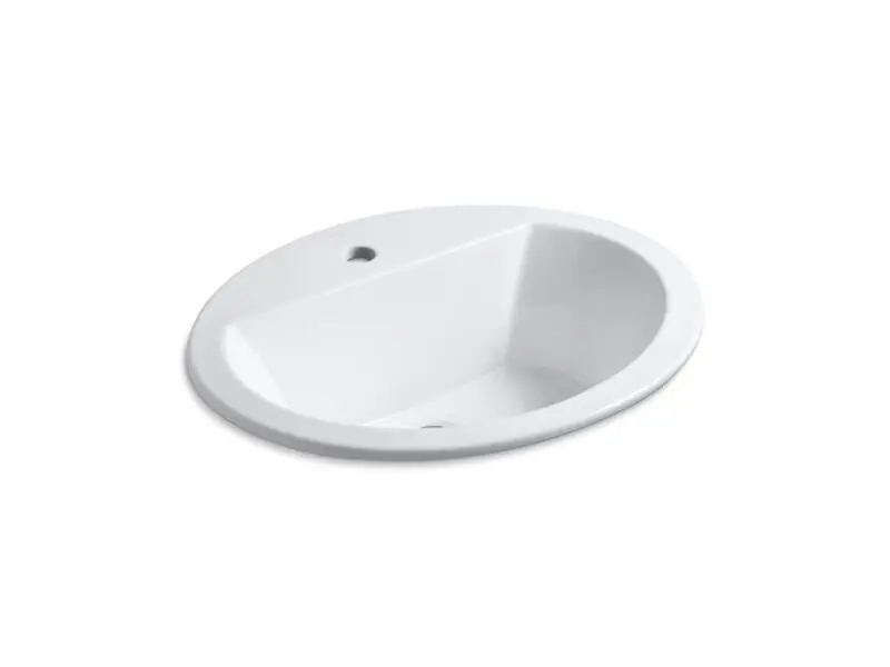 Kohler K-2699-1-0 Bryant White 20 1/4 x 16 1/2in Oval 1 Hole Drop-In Bathroom Sink With Overflow