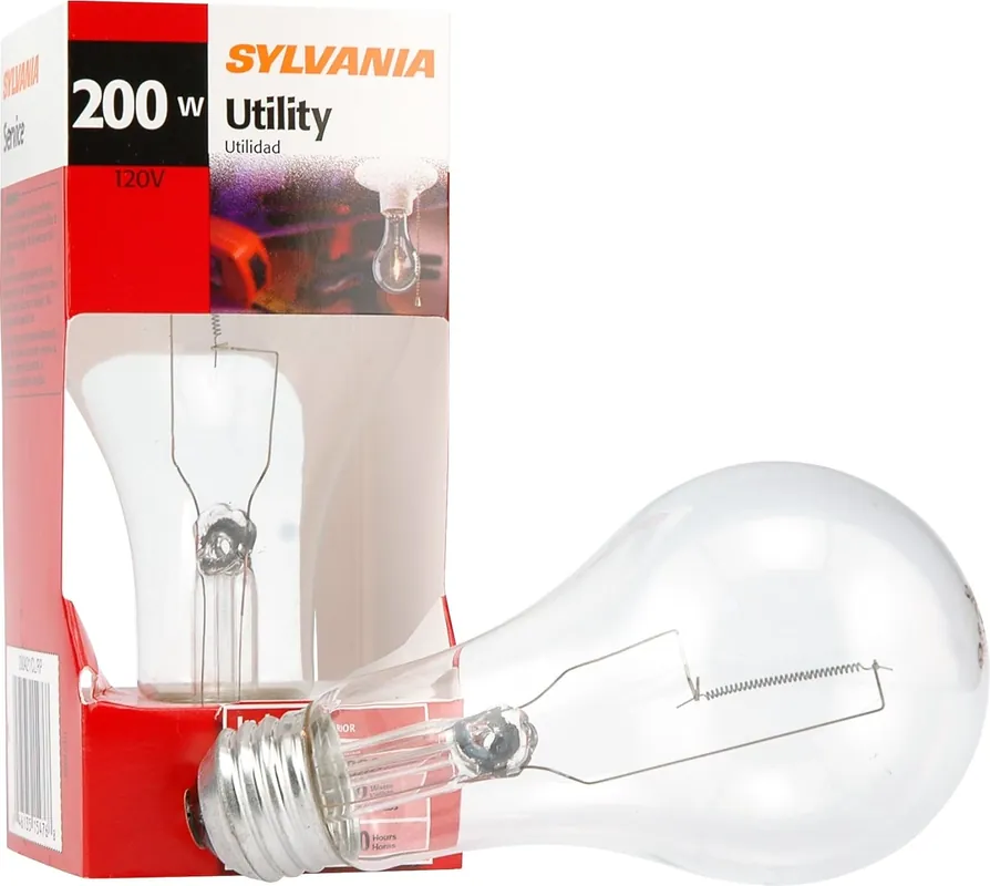 LEDVANCE 15476 SYLVANIA Incandescent 200W A21 Utility Light Bulb Medium Base - Clear, Soft White
