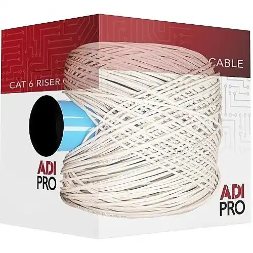 ADI PRO 0E-CMR6BLR CAT6 23/4 Solid BC Cable Unshielded UTP Riser CMR FT4 0E-CMR6BLR