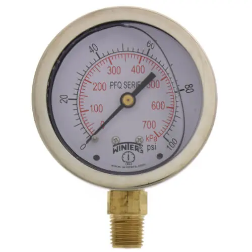 Winters Instruments PFQ804 2-1/2 Stainless Steel Liquid Filled Gauge 0-100 PSI