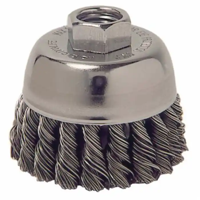Weiler 13016 Mighty-Mite Cup Brush 2-3/4 in Diameter M10x1.5 Arbor Hole