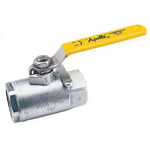 Aalberts 7610727 Apollo 76-100 Standard Port Stainless Steel Ball Valve with Stainless Steel Latch-Lock Lever and Nut, 1-1/2 inch, FNPT x FNPT