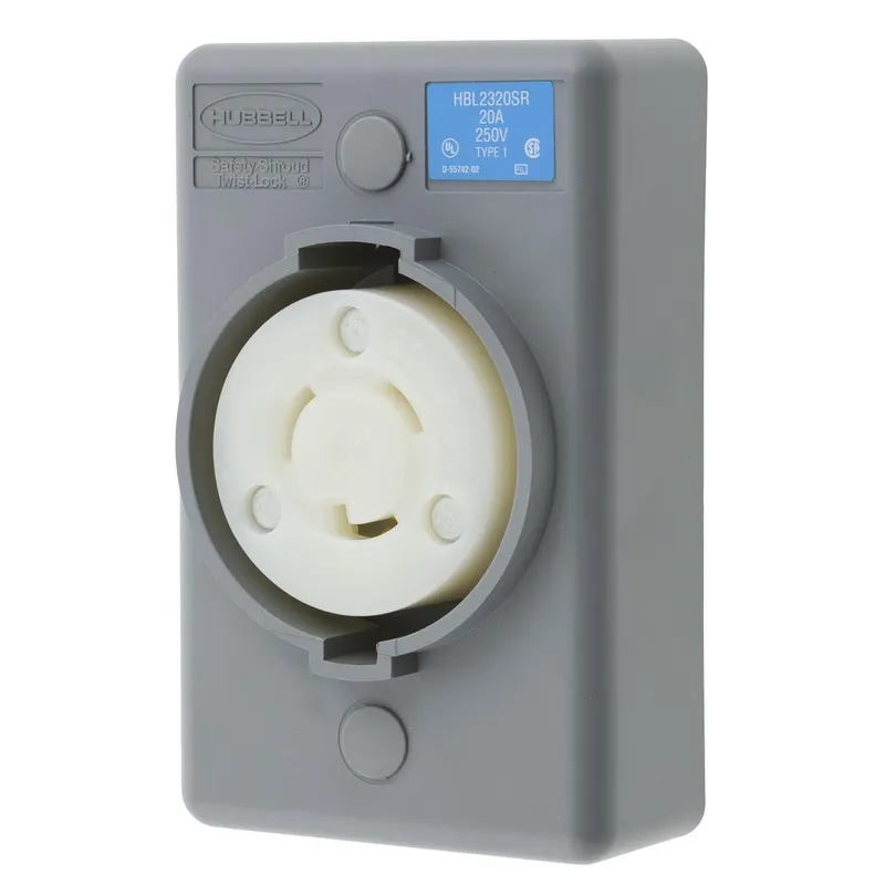 Wiring Device-Kellems HBL2320SR 1-Phase Grounding Heavy Duty Single Surface Mount Locking Receptacle