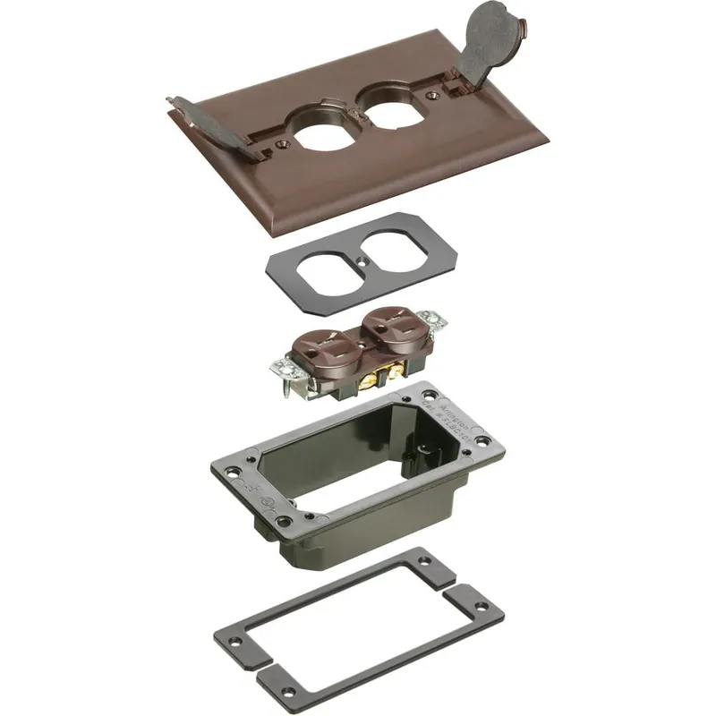 Arlington FLBCF101BRTK Trim Kits For Arlington's Non Metallic Concrete Floor Boxes. Brown. Flip Lid