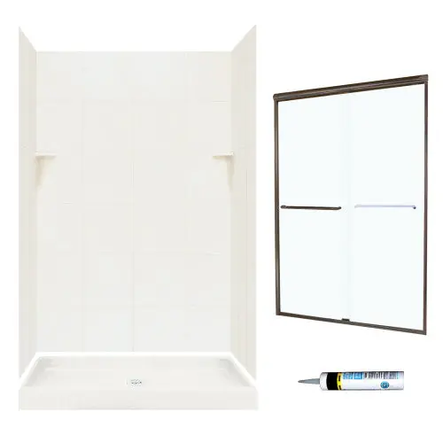 Multi Vendor Kit Parents SQP3448018-M46570BC Shower Kit SQ344818BC Bronzed/Clear Glass Square Tile