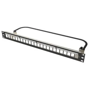 Ortronics PHDHDJSU24 Clarity 24-Port, 1RU Shielded High Density Jack, Unloaded Flat Panel - Black